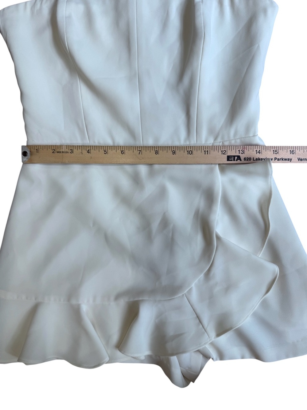 Amanda Uprichard White Strapless Ruffle Romper Size M - Picture 6 of 8